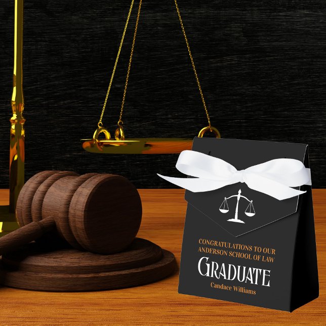 Black Orange Law School Custom Graduation Party Favour Box (Creator Uploaded)