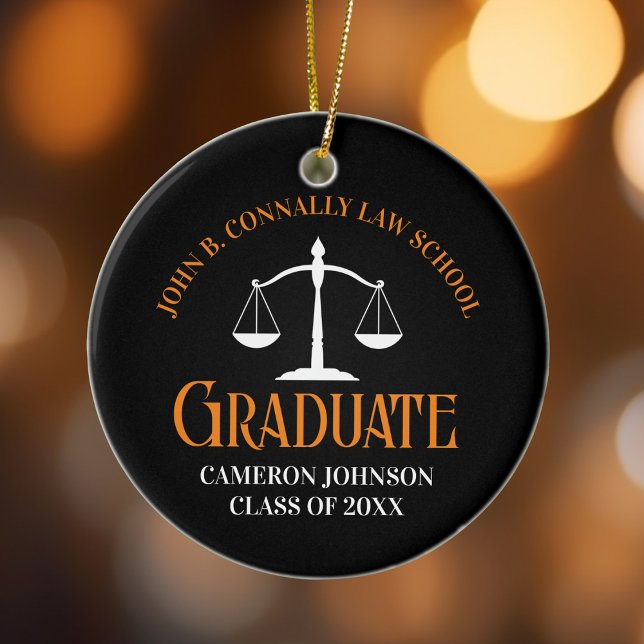 Black Orange Law School Graduation Christmas Ceramic Tree Decoration (Creator Uploaded)