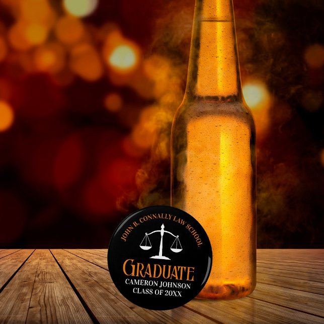 Black Orange Law School Graduation Keepsake Bottle Opener (Creator Uploaded)
