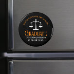 Black Orange Law School Graduation Keepsake Magnet<br><div class="desc">This modern black and orange custom law school graduation keepsake magnet features classy typography for a class of 2024 graduate. Customise with your graduating year under the white scales of justice for a commemorative personalised lawyer or attorney gift.</div>