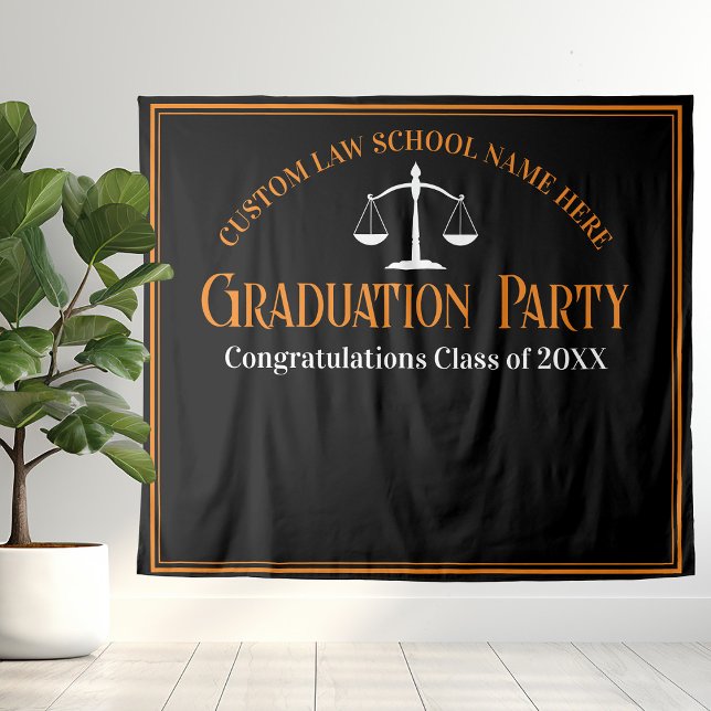 Black Orange Law School Graduation Photo Booth Tapestry (Creator Uploaded)