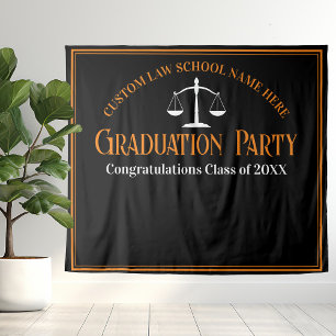 Black Orange Law School Graduation Photo Booth Tapestry