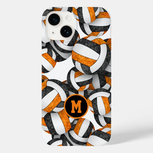 Black orange monogrammed girls volleyball Case-Mate iPhone case (Back)