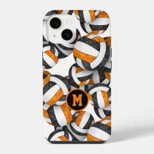 Black orange monogrammed girls volleyball iPhone 14 case