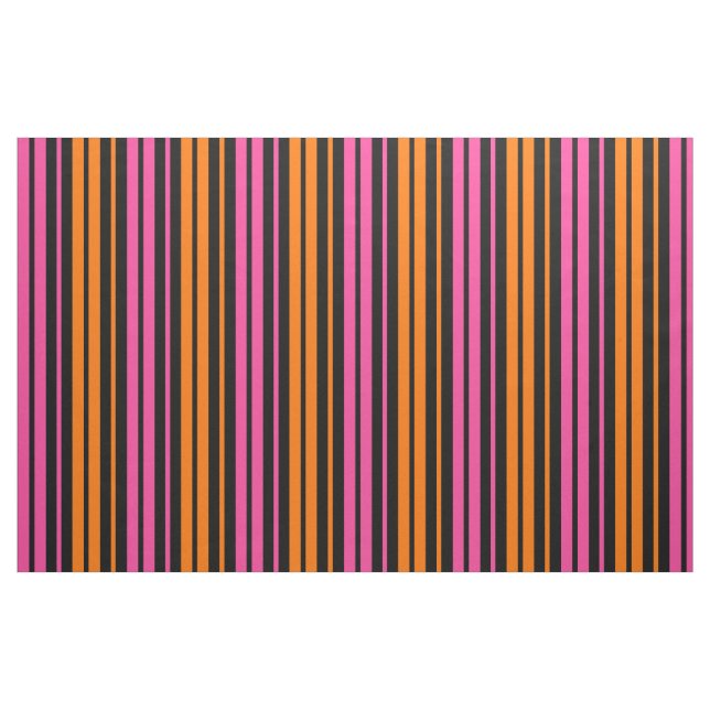 Black Orange Pink Vertical Stripes Design   Fabric (Fat Quarter)
