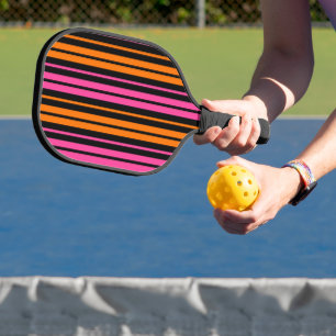 Black Orange Pink Vertical Stripes Design   Pickleball Paddle