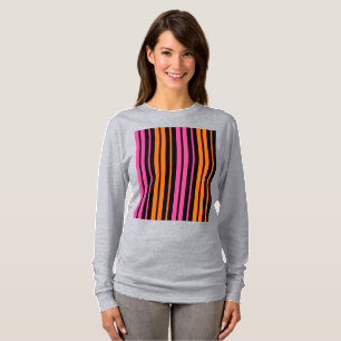 Black Orange Pink Vertical Stripes Design T-Shirt