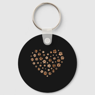 Black Orange Plaid Dog Flying Paw Heart Halloween Key Ring