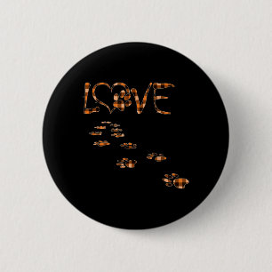 Black Orange Plaid Dog Paw Love Tracks Halloween 6 Cm Round Badge