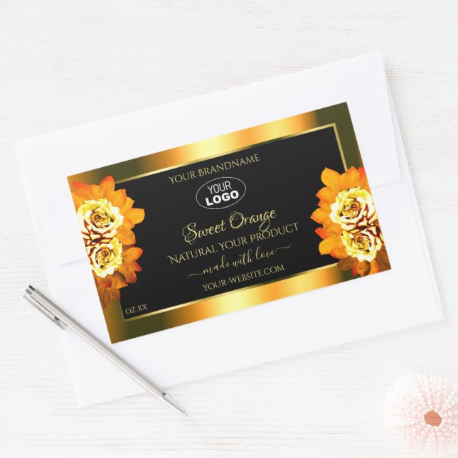 Black Orange Product Labels Blooming Roses Logo (Envelope)