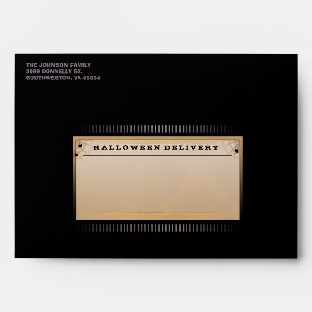 Black Orange Purple Spooky Bugs Halloween Envelope (Front)