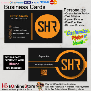 Black & Orange QR Code Business Cards 28