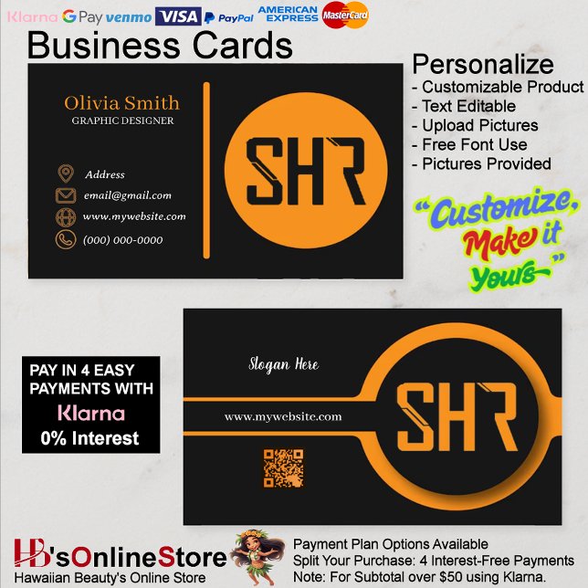 Black & Orange QR Code Business Cards 28 (Black & Orange QR Code Business Cards 28.)