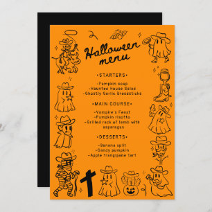 Black & Orange Quirky Hand Drawn Halloween  Menu