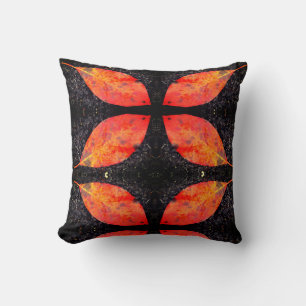 Black orange red fall leaves solid back cushion