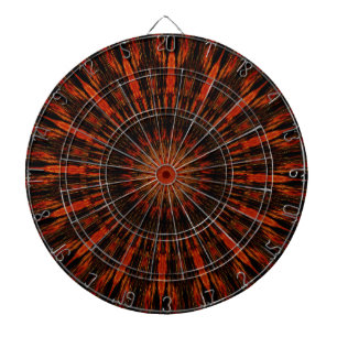 Black Orange Red Kaleidoscopic Design Dartboard