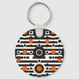 Black Orange Retro Circle Stripe Key Ring