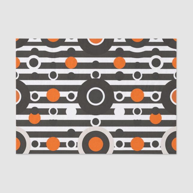 Black Orange Retro Circle Stripe Tissue Paper (Front)