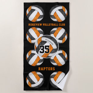 black orange school club colours girly volleyballs beach towel