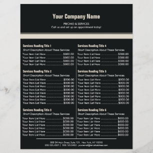 Black Orange Simple Border Price List 6 Flyer