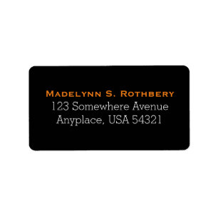 Black Orange Simple Plain Address Labels