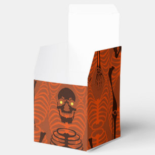 Black & Orange Skeletons Halloween Cube Favour Box