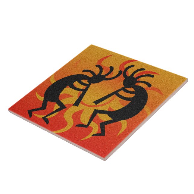 Black & Orange Southwest Design Tribal Sun Tile (Side)