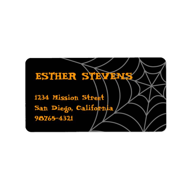 Black orange spider web Halloween return address Label (Front)