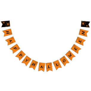 Black & Orange Spider Webs Happy Halloween Bunting