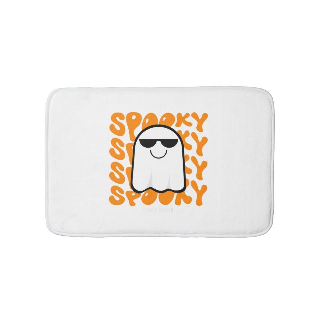 Black Orange Spooky Halloween Bath Mat (Front)