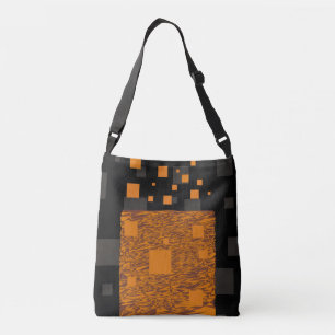 Black Orange Squares Float Mystery Brown Abstract Crossbody Bag