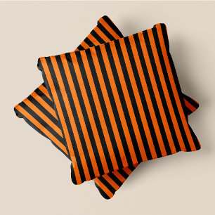 Black & Orange Stripes Cushion