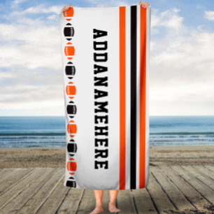 Black Orange Stripes Football Sports Custom Towel
