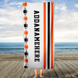 Black Orange Stripes Football Sports Custom Towel