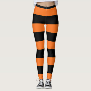 Black & Orange Stripes Halloween Costume Leggings