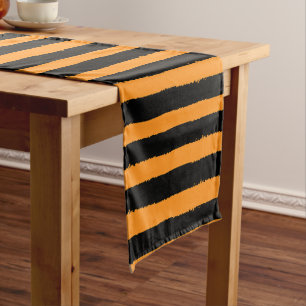 Black & Orange Stripes Short Table Runner
