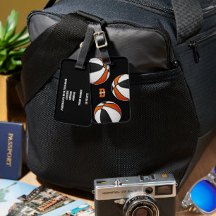 black orange team colors basketball athletes luggage tag