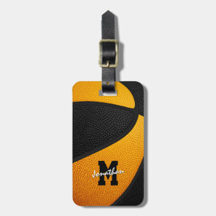 black orange team colours sports gifts basketball luggage tag