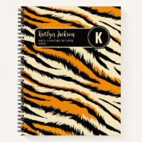 Black Orange Tiger Stripes Pattern Monogram
