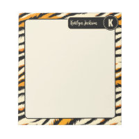 Black Orange Tiger Stripes Pattern Monogram