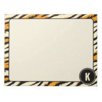 Black Orange Tiger Stripes Pattern Monogram