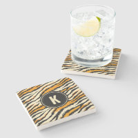 Black Orange Tiger Stripes Pattern Monogram