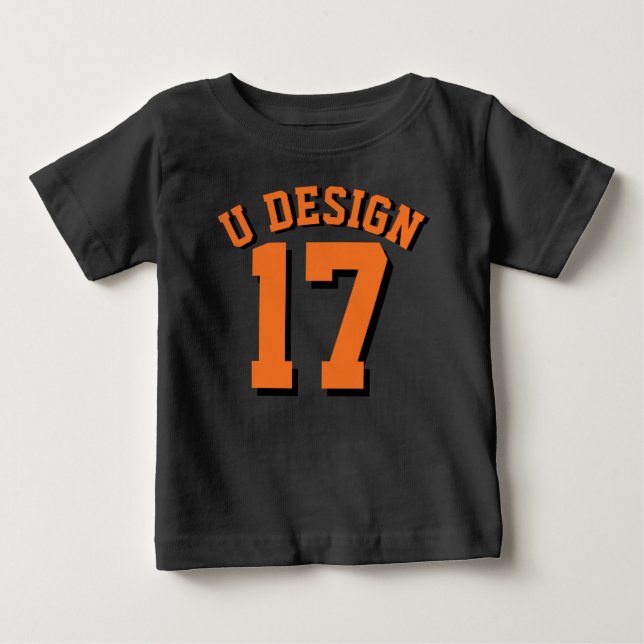 Black & Orange Toddler | Sports Jersey Design Baby T-Shirt (Front)