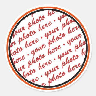 Black & Orange Trimmed Photo Template Classic Round Sticker