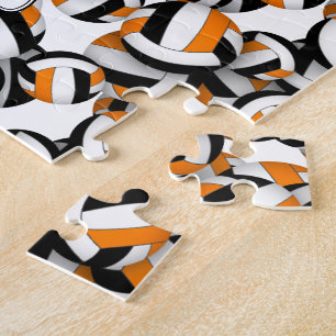 black orange volleyball team colours kid's name jigsaw puzzle