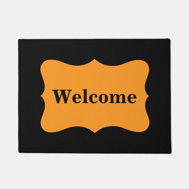 Black Orange Welcome Custom Personalised Doormat (Front)