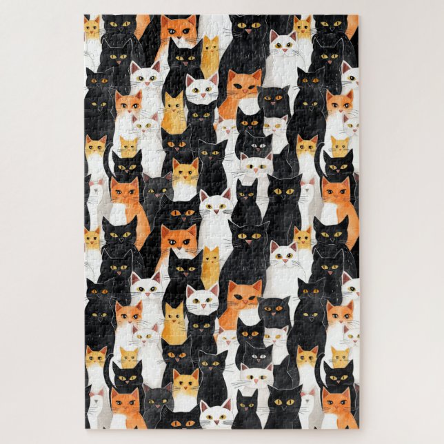 Black Orange White Cats Jigsaw Puzzle (Vertical)