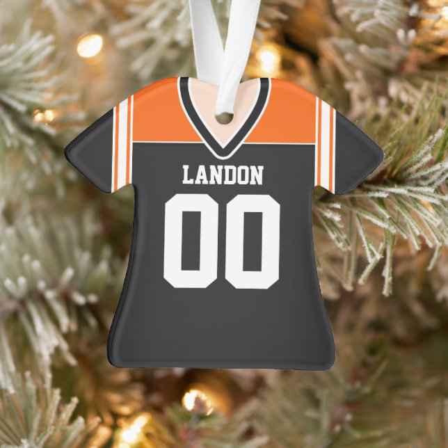 Black/Orange/White Football Jersey Ornament (Tree)