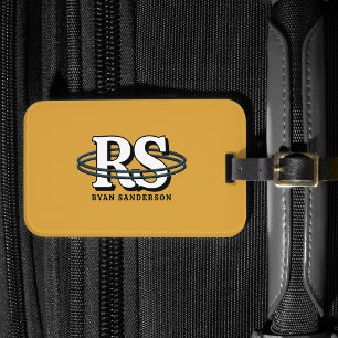 Black Orbit Monogram Initials Any Colour ID1331 Luggage Tag