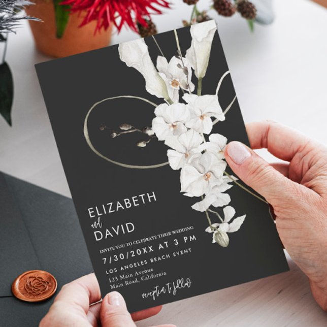 Black Orchid Elegant Luxury Modern Wedding Invitation (Creator Uploaded)